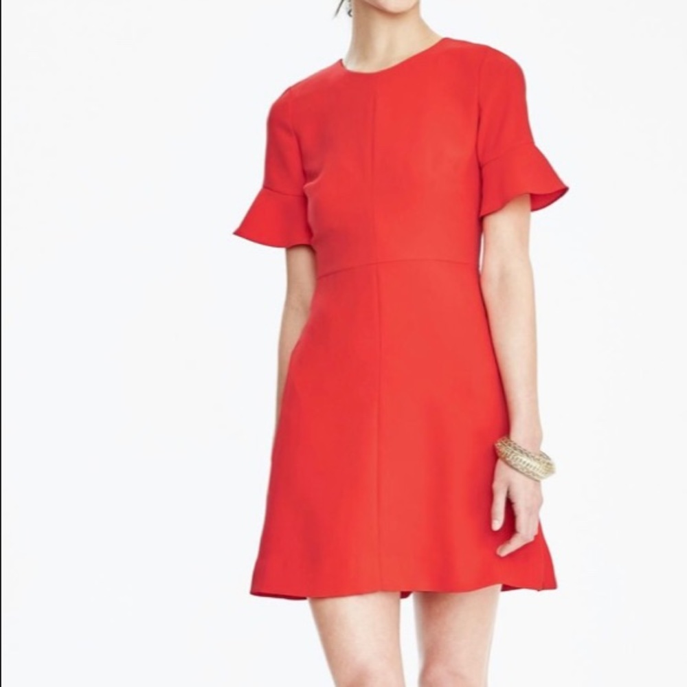 Short flutter sleeve red dress